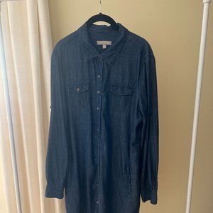 Banana Republic Denim Shirt Dress, button down, to the knee, long sleeve, S 12